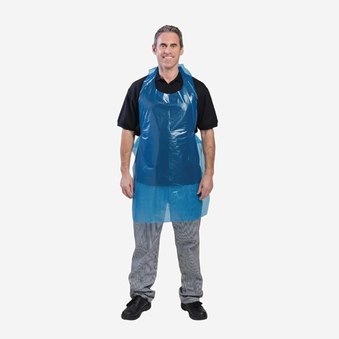 Disposable Polythene Blue Bib Apron - PK Of 100